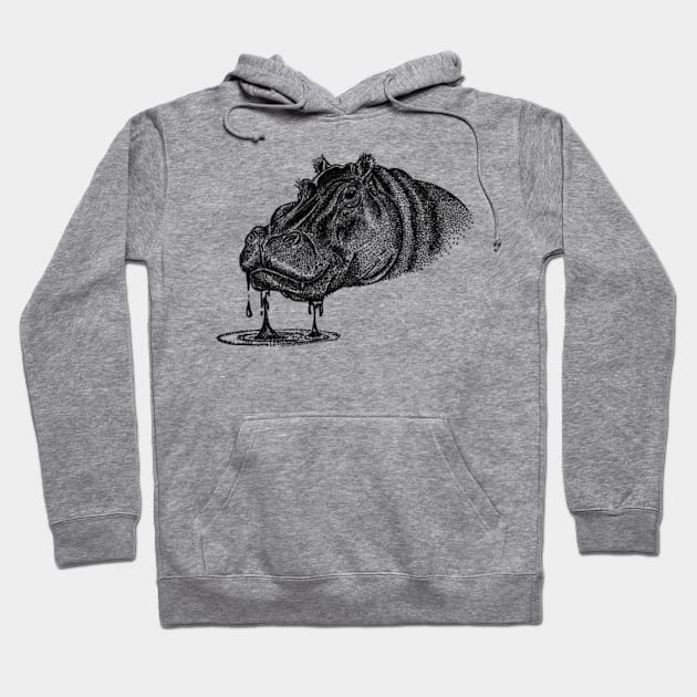 Hippo Dot Drawing Hoodie by Welcome To Chaos 